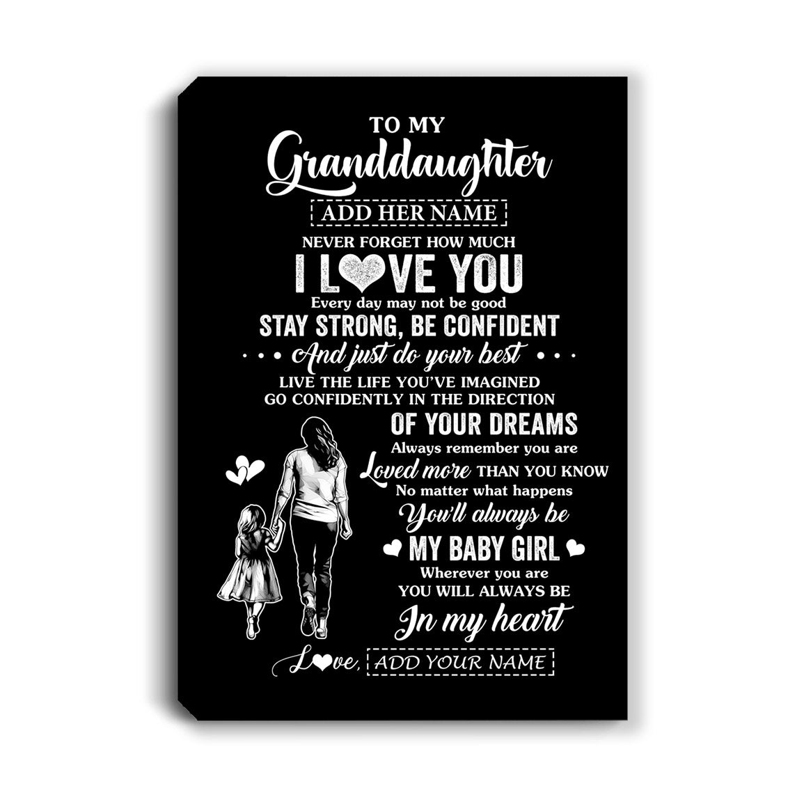 Personalized To My Granddaughter Gifts From Grandma Canvas Never Forget How Much I Love You Granddaughter Birthday Graduation Christmas Gift Custom Art Framed Canvas | siriusteestore