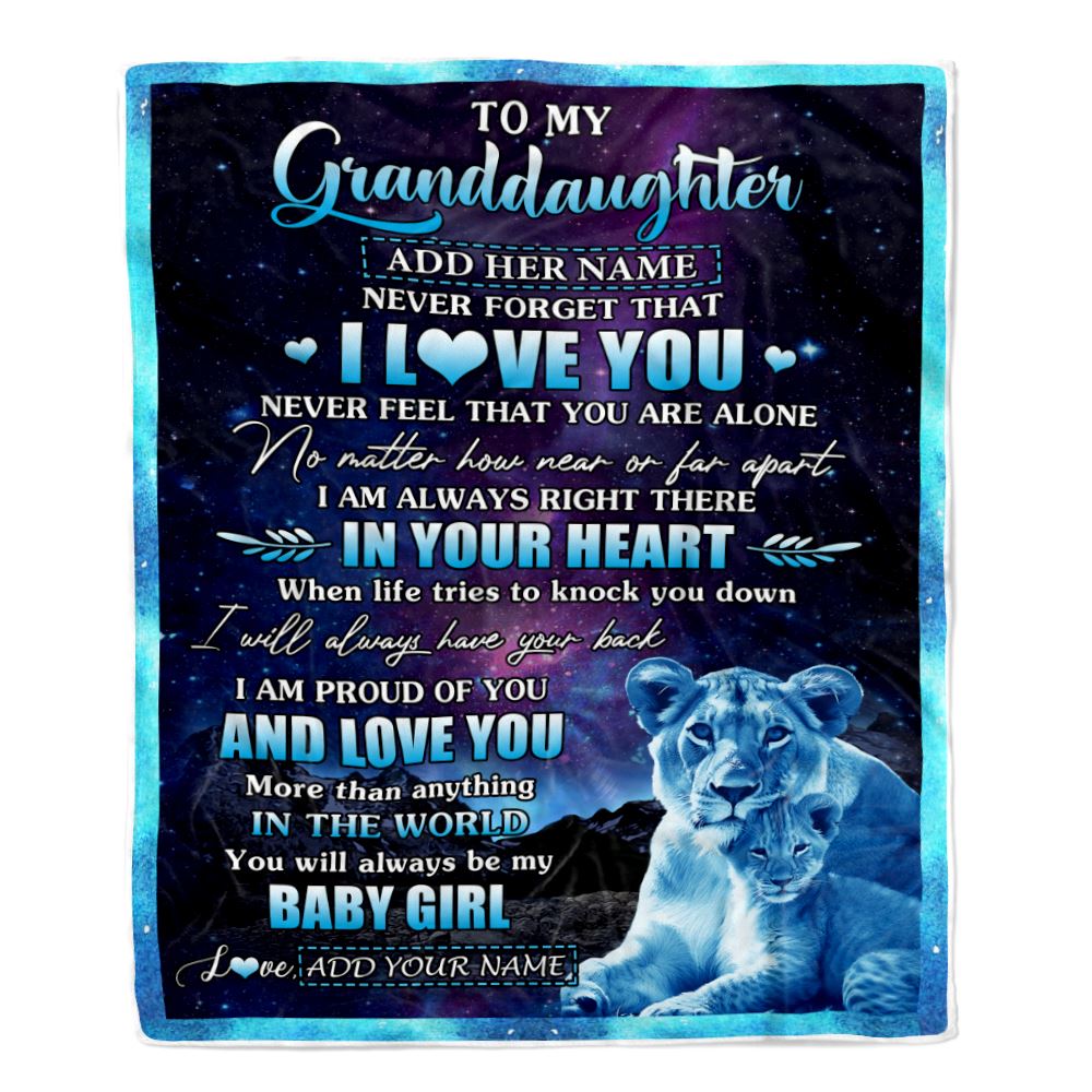 Personalized To My Granddaughter Gifts From Grandma Gigi Blanket I Love You Lion Birthday Gift Ideas For Granddaughter Graduation Christmas Fleece Blanket | siriusteestore