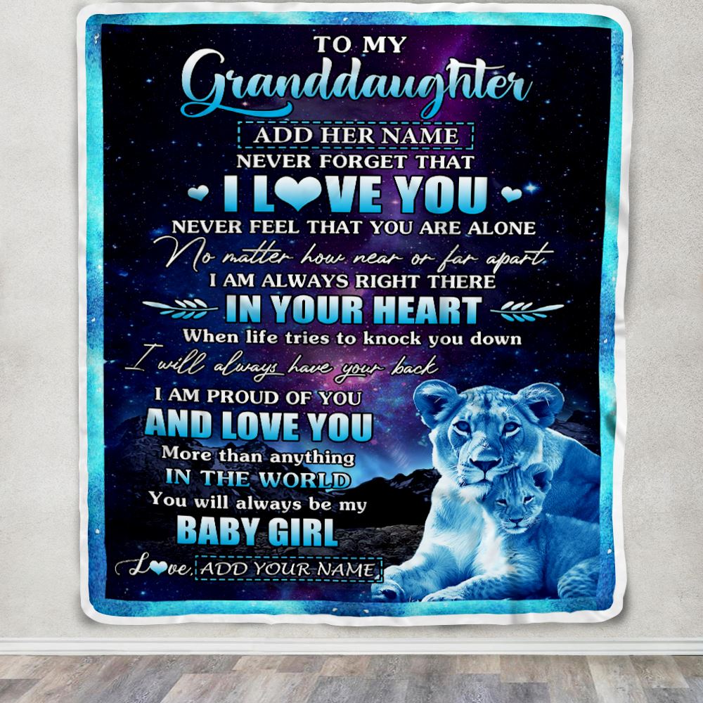 Personalized To My Granddaughter Gifts From Grandma Gigi Blanket I Love You Lion Birthday Gift Ideas For Granddaughter Graduation Christmas Fleece Blanket | siriusteestore