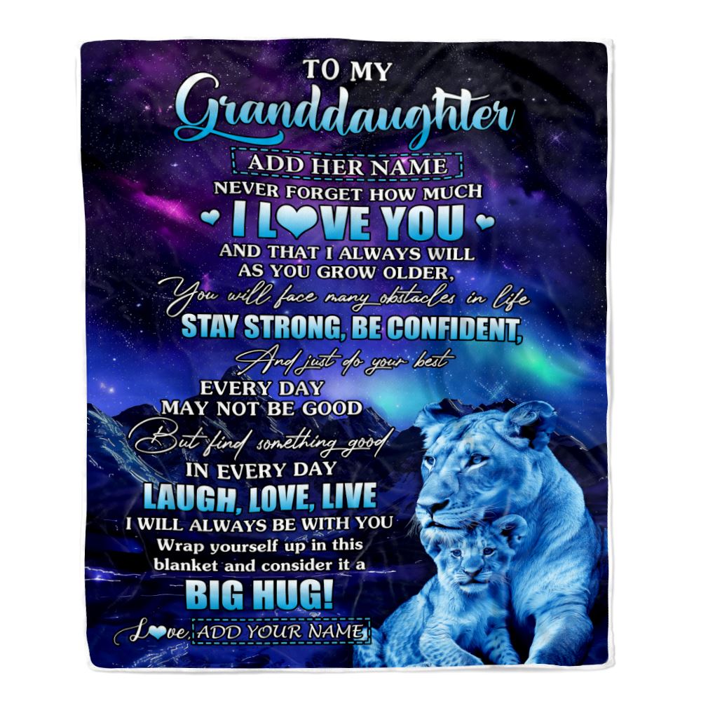 Personalized To My Granddaughter Gifts From Grandma Gigi Blanket Laught Love Live Lion Great Granddaughter Birthday Gifts Graduation Christmas Fleece Blanket | siriusteestore