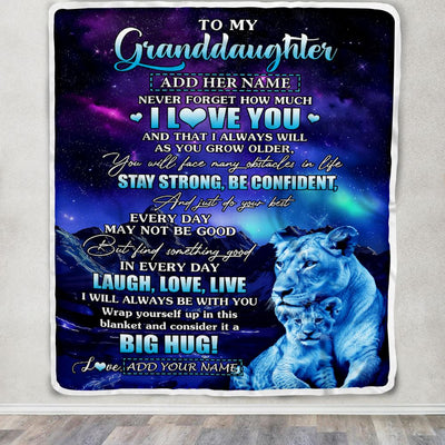Personalized To My Granddaughter Gifts From Grandma Gigi Blanket Laught Love Live Lion Great Granddaughter Birthday Gifts Graduation Christmas Fleece Blanket | siriusteestore