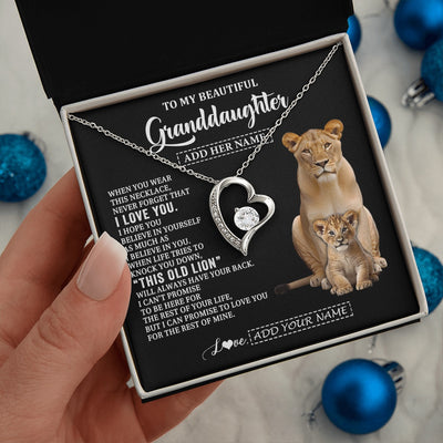 Forever Love Necklace 14K White Gold Finish | 2 | Personalized To My Granddaughter Gifts From Grandma Gigi Necklace This Old Lion Love You Granddaughter Birthday Gifts Christmas Custom Gift Box Message Card | https://siriusteestore.
