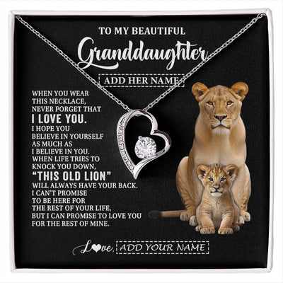 Forever Love Necklace 14K White Gold Finish | 1 | Personalized To My Granddaughter Gifts From Grandma Gigi Necklace This Old Lion Love You Granddaughter Birthday Gifts Christmas Custom Gift Box Message Card | https://siriusteestore.