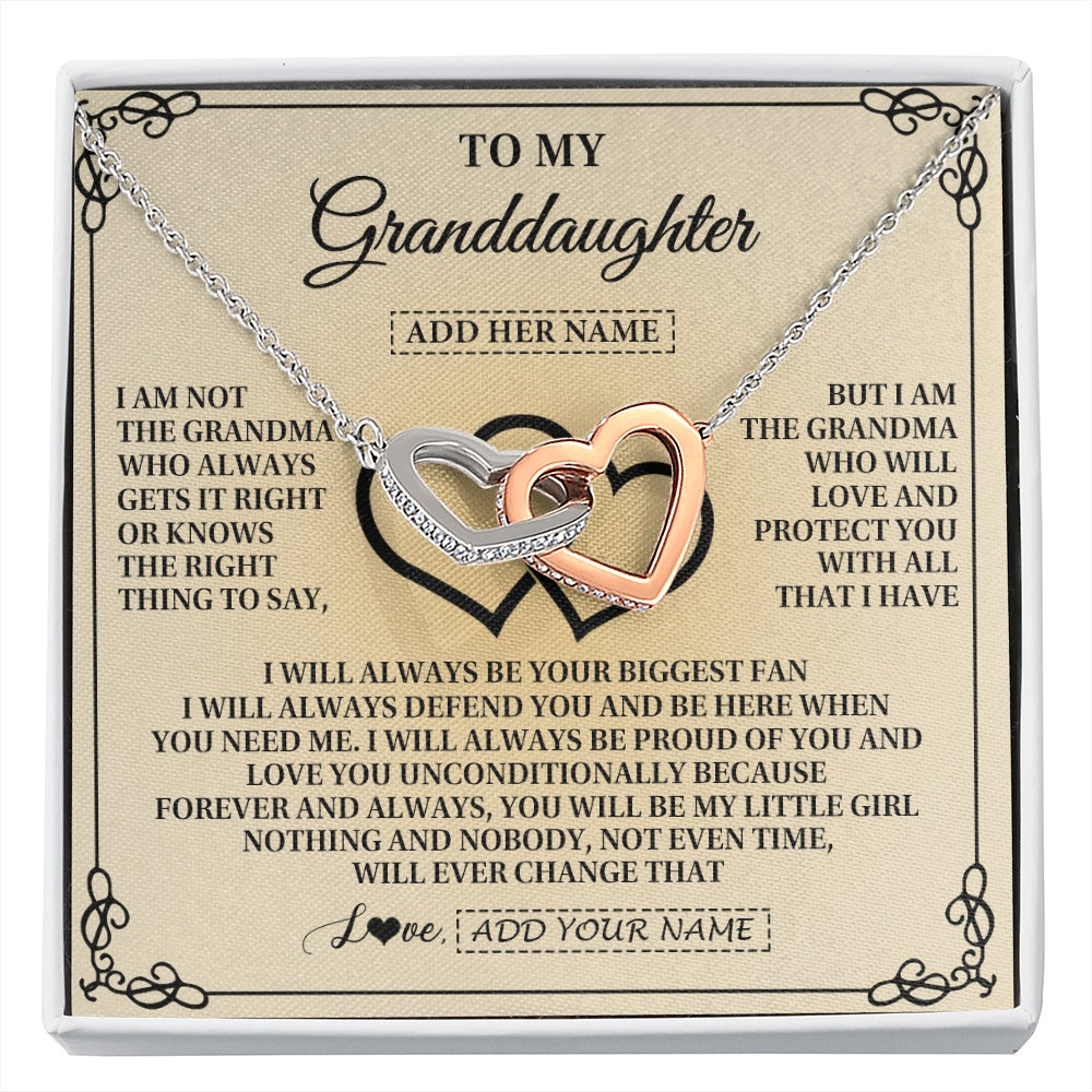 Interlocking Hearts Necklace Stainless Steel & Rose Gold Finish | 1 | Personalized To My Granddaughter Gifts From Grandma Granddaughter Birthday Gifts Jewelry Women Granddaughter Pendant Necklace Christmas Gift Box Message Card | https://siriusteestore.