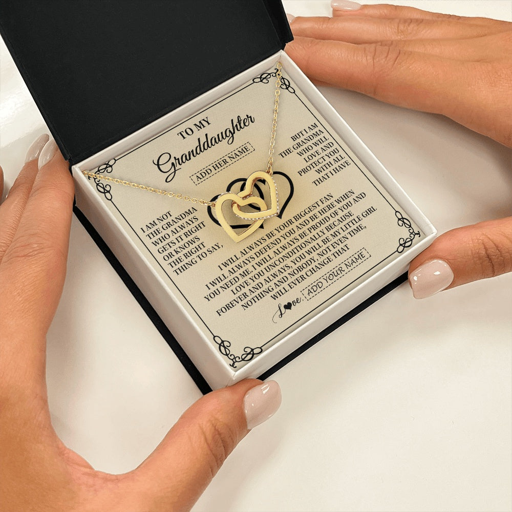 Interlocking Hearts Necklace 18K Yellow Gold Finish | 2 | Personalized To My Granddaughter Gifts From Grandma Granddaughter Birthday Gifts Jewelry Women Granddaughter Pendant Necklace Christmas Gift Box Message Card | https://siriusteestore.