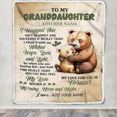 Personalized To My Granddaughter Gifts From Grandma Grandpa Blanket Bear Letter I Hugged This Gifts For Granddaughter Birthday Christmas Custom Fleece Blanket | siriusteestore