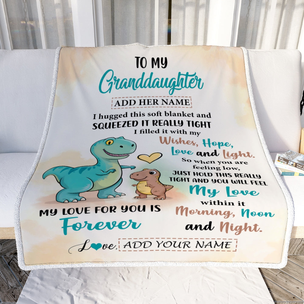 Personalized To My Granddaughter Gifts From Grandma Grandpa Blanket Dinosaur Letter I Hugged This Gifts For Granddaughter Birthday Christmas Fleece Blanket | siriusteestore