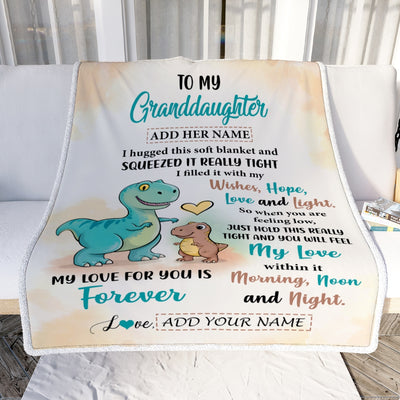 Personalized To My Granddaughter Gifts From Grandma Grandpa Blanket Dinosaur Letter I Hugged This Gifts For Granddaughter Birthday Christmas Fleece Blanket | siriusteestore