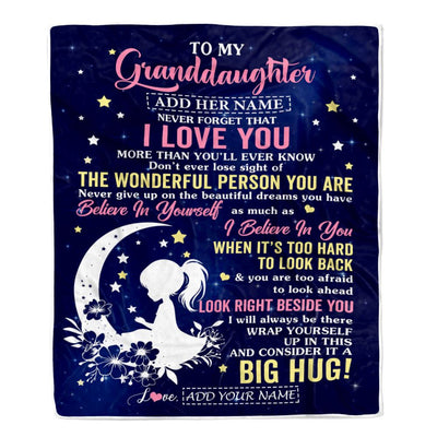 Personalized To My Granddaughter Gifts From Grandma Grandpa Blanket Floral Moon Birthday Gifts For Granddaughter Graduation Wedding Christmas Fleece Blanket | siriusteestore