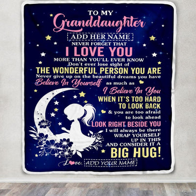 Personalized To My Granddaughter Gifts From Grandma Grandpa Blanket Floral Moon Birthday Gifts For Granddaughter Graduation Wedding Christmas Fleece Blanket | siriusteestore