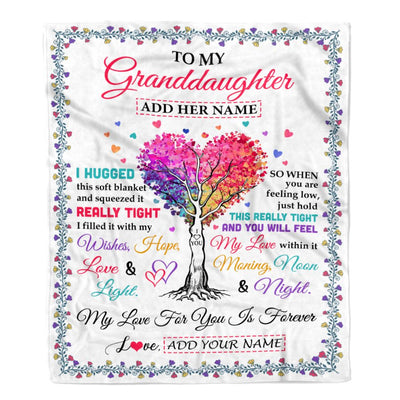 Personalized To My Granddaughter Gifts From Grandma Grandpa Hugged Blanket Birthday Gifts For Granddaughter Graduation Christmas Fleece Blanket | siriusteestore