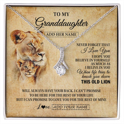 Alluring Beauty Necklace 14K White Gold Finish | 1 | Personalized To My Granddaughter Gifts From Grandma Lion Necklace I Love You Granddaughter Birthday Gifts Graduation Christmas Custom Gift Box Message Card | siriusteestore.myshopify