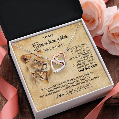 Interlocking Hearts Necklace Stainless Steel & Rose Gold Finish | 2 | Personalized To My Granddaughter Gifts From Grandma Lion Necklace I Love You Granddaughter Birthday Gifts Graduation Christmas Custom Gift Box Message Card | siriusteestore.myshopify
