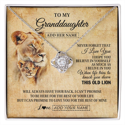Love Knot Necklace 14K White Gold Finish | 1 | Personalized To My Granddaughter Gifts From Grandma Lion Necklace I Love You Granddaughter Birthday Gifts Graduation Christmas Custom Gift Box Message Card | siriusteestore.myshopify