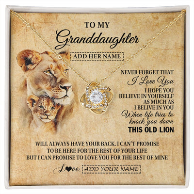 Love Knot Necklace 18K Yellow Gold Finish | 1 | Personalized To My Granddaughter Gifts From Grandma Lion Necklace I Love You Granddaughter Birthday Gifts Graduation Christmas Custom Gift Box Message Card | siriusteestore.myshopify