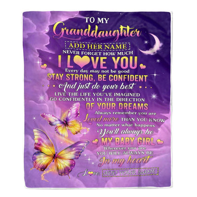 Personalized To My Granddaughter Gifts From Grandma Nana Blanket Butterfly Never Forget How Much I Love You Granddaughter Birthday Christmas Fleece Blanket | siriusteestore