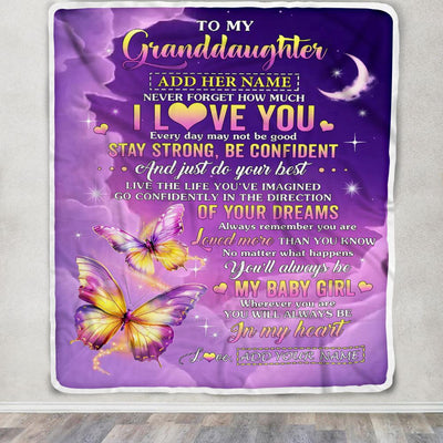 Personalized To My Granddaughter Gifts From Grandma Nana Blanket Butterfly Never Forget How Much I Love You Granddaughter Birthday Christmas Fleece Blanket | siriusteestore