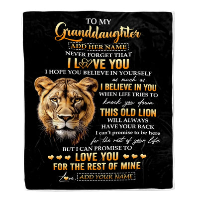 Personalized To My Granddaughter Gifts From Grandma Nana Blanket Old Lion Love You Granddaughter Birthday Gifts Graduation Christmas Custom Fleece Blanket | siriusteestore