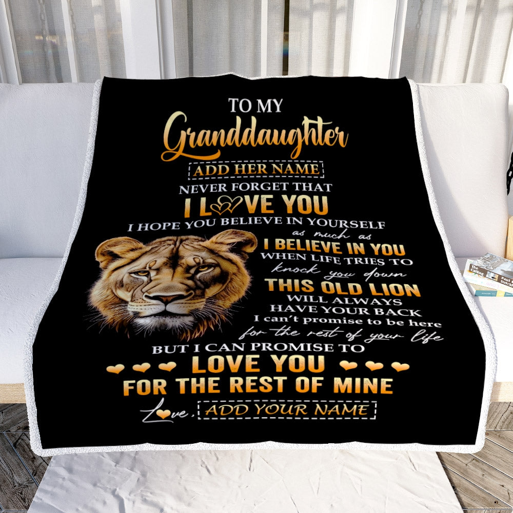 Personalized To My Granddaughter Gifts From Grandma Nana Blanket Old Lion Love You Granddaughter Birthday Gifts Graduation Christmas Custom Fleece Blanket | siriusteestore