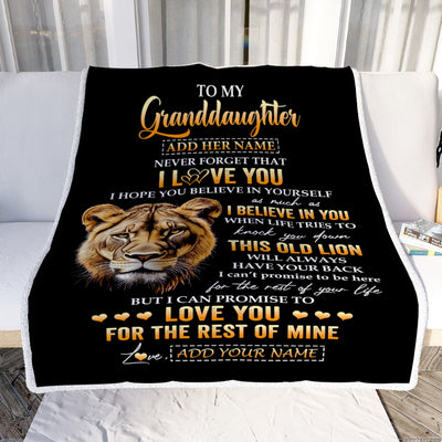 Personalized To My Granddaughter Gifts From Grandma Nana Blanket Old Lion Love You Granddaughter Birthday Gifts Graduation Christmas Custom Fleece Blanket | siriusteestore