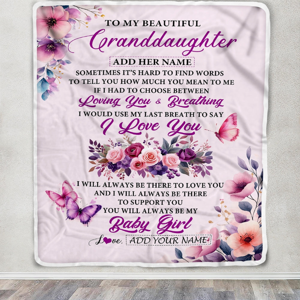 Personalized To My Granddaughter Gifts From Grandma Nana Blanket Purple Floral Loving You Birthday Gifts For Granddaughter Christmas Custom Fleece Blanket Shirt & Hoodie | siriusteestore