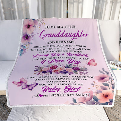 Personalized To My Granddaughter Gifts From Grandma Nana Blanket Purple Floral Loving You Birthday Gifts For Granddaughter Christmas Custom Fleece Blanket Shirt & Hoodie | siriusteestore