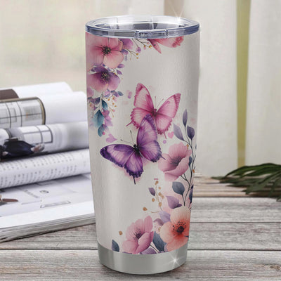 Personalized To My Granddaughter Gifts From Grandma Nana Tumbler Purple Floral Loving You Birthday Gifts For Granddaughter Christmas Custom Stainless Steel Travel Mug Shirt & Hoodie | siriusteestore