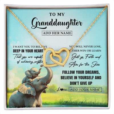 Interlocking Hearts Necklace 18K Yellow Gold Finish | 1 | Personalized To My Granddaughter Gifts From Grandma Necklace Don't Give Up Elephant Gifts For Granddaughter Birthday Graduation Christmas Gift Box Message Card | https://siriusteestore.