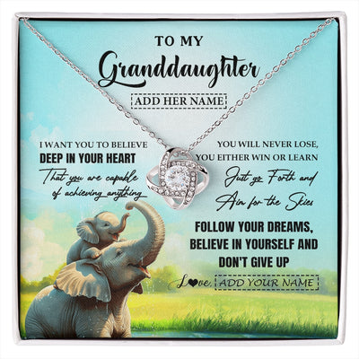 Love Knot Necklace 14K White Gold Finish | 1 | Personalized To My Granddaughter Gifts From Grandma Necklace Don't Give Up Elephant Gifts For Granddaughter Birthday Graduation Christmas Gift Box Message Card | https://siriusteestore.