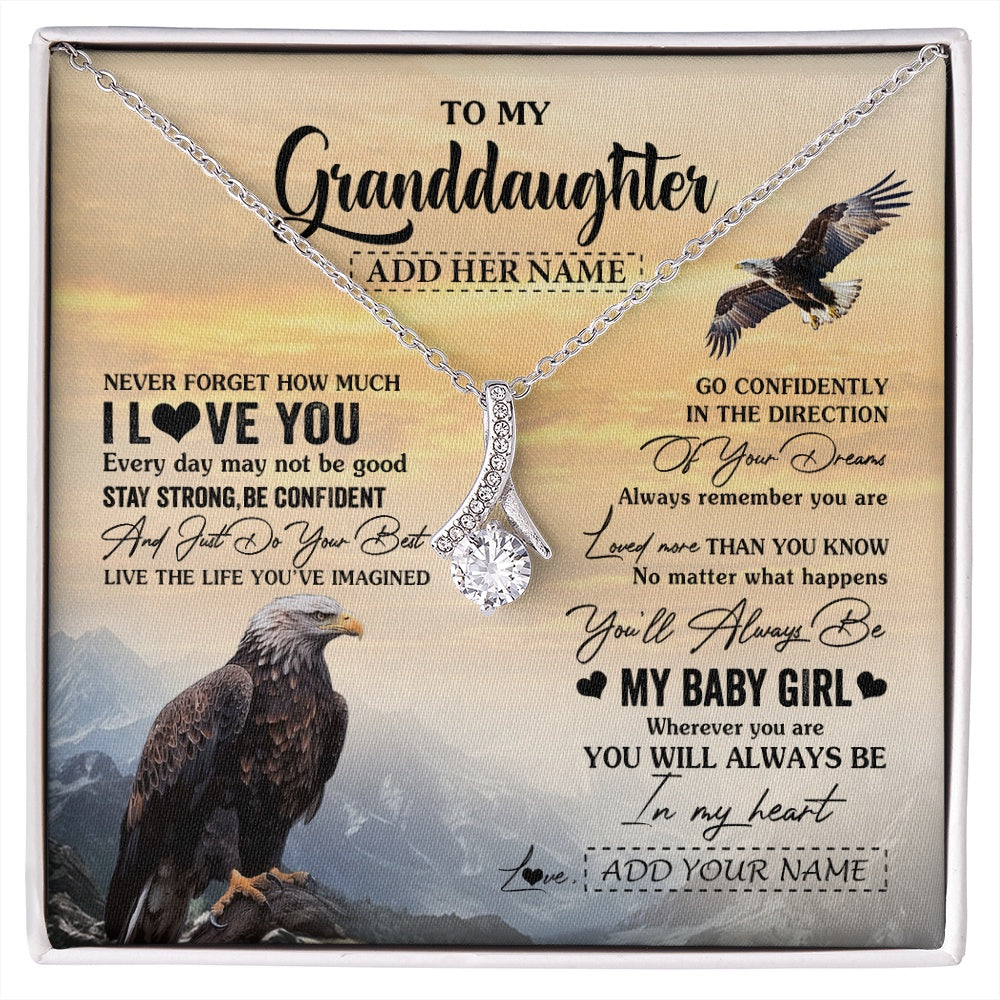 Alluring Beauty Necklace 14K White Gold Finish | 1 | Personalized To My Granddaughter Gifts From Grandma Necklace Eagle Never Forget How Much I Love You Granddaughter Birthday Christmas Gift Box Message Card | siriusteestore.myshopify