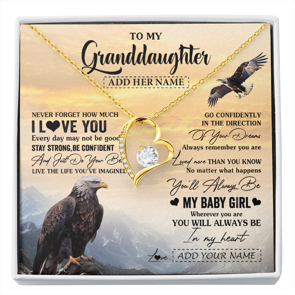 Forever Love Necklace 18K Yellow Gold Finish | 1 | Personalized To My Granddaughter Gifts From Grandma Necklace Eagle Never Forget How Much I Love You Granddaughter Birthday Christmas Gift Box Message Card | siriusteestore.myshopify