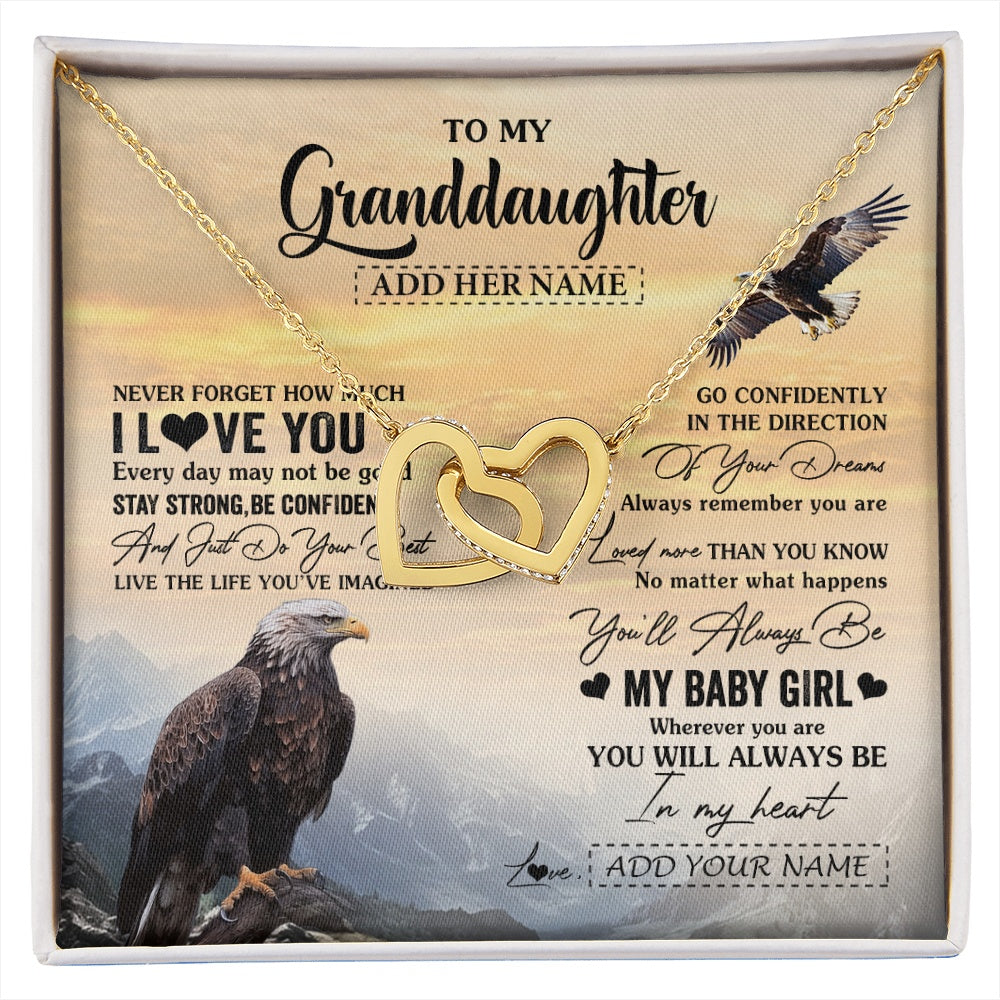 Interlocking Hearts Necklace 18K Yellow Gold Finish | 1 | Personalized To My Granddaughter Gifts From Grandma Necklace Eagle Never Forget How Much I Love You Granddaughter Birthday Christmas Gift Box Message Card | siriusteestore.myshopify