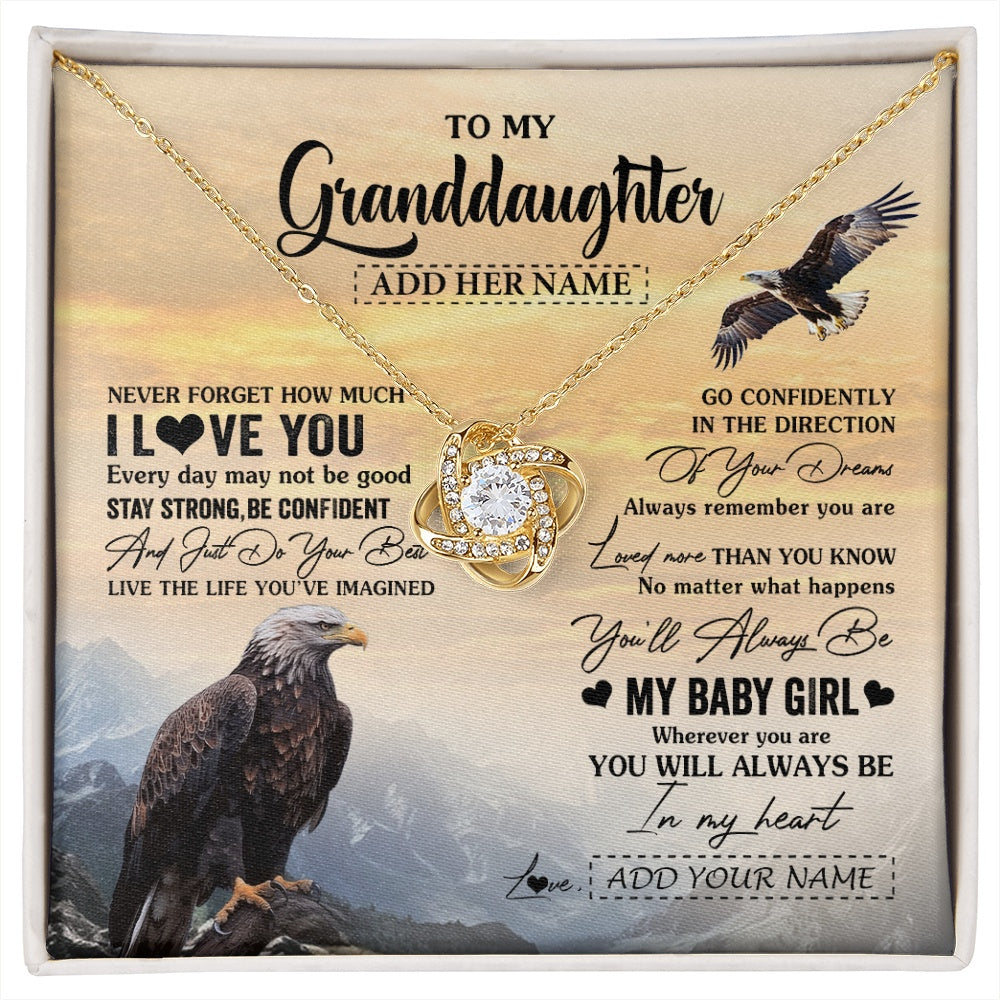 Love Knot Necklace 18K Yellow Gold Finish | 1 | Personalized To My Granddaughter Gifts From Grandma Necklace Eagle Never Forget How Much I Love You Granddaughter Birthday Christmas Gift Box Message Card | siriusteestore.myshopify