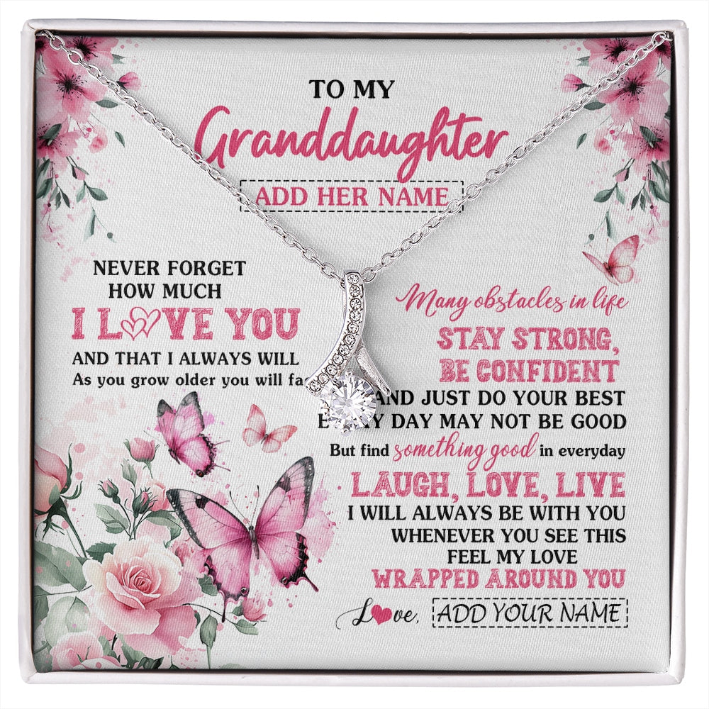 Alluring Beauty Necklace 14K White Gold Finish | 1 | Personalized To My Granddaughter Gifts From Grandma Necklace I Love You Butterfly Birthday Gifts For Granddaughter Christmas Custom Gift Box Message Card | https://siriusteestore.