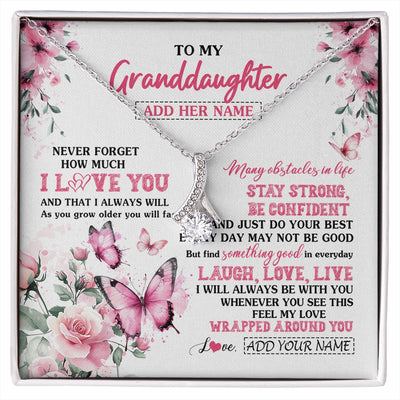 Alluring Beauty Necklace 14K White Gold Finish | 1 | Personalized To My Granddaughter Gifts From Grandma Necklace I Love You Butterfly Birthday Gifts For Granddaughter Christmas Custom Gift Box Message Card | https://siriusteestore.
