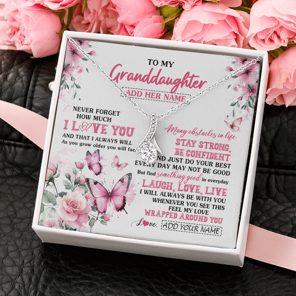 Alluring Beauty Necklace 14K White Gold Finish | 2 | Personalized To My Granddaughter Gifts From Grandma Necklace I Love You Butterfly Birthday Gifts For Granddaughter Christmas Custom Gift Box Message Card | https://siriusteestore.