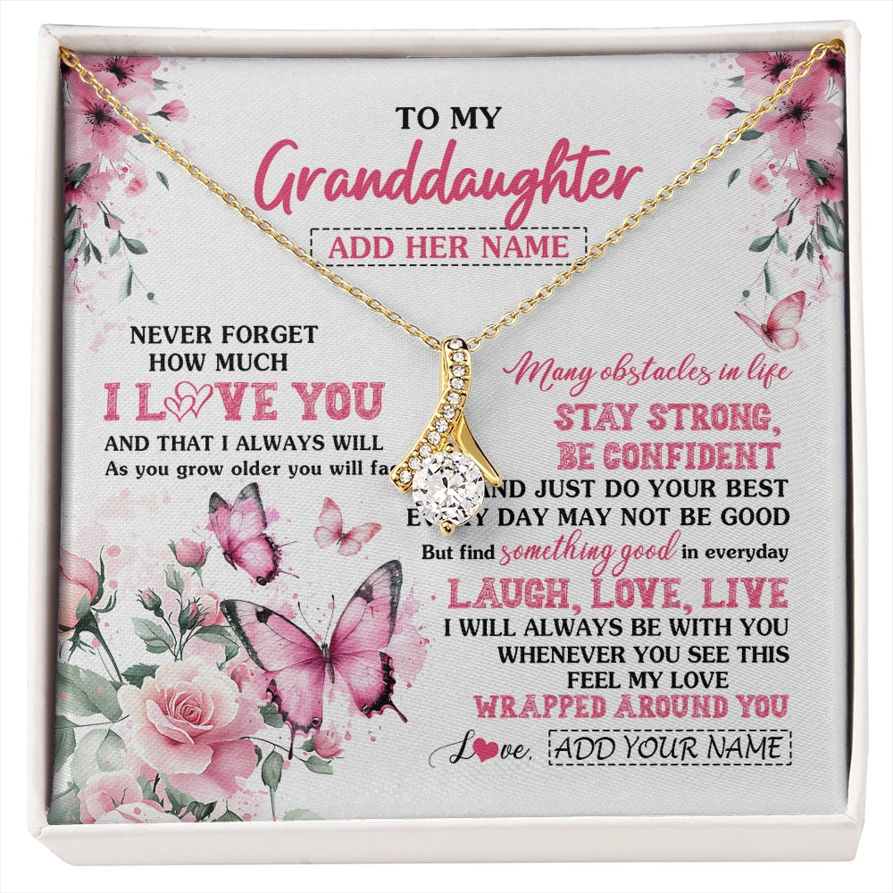 Alluring Beauty Necklace 18K Yellow Gold Finish | 1 | Personalized To My Granddaughter Gifts From Grandma Necklace I Love You Butterfly Birthday Gifts For Granddaughter Christmas Custom Gift Box Message Card | https://siriusteestore.