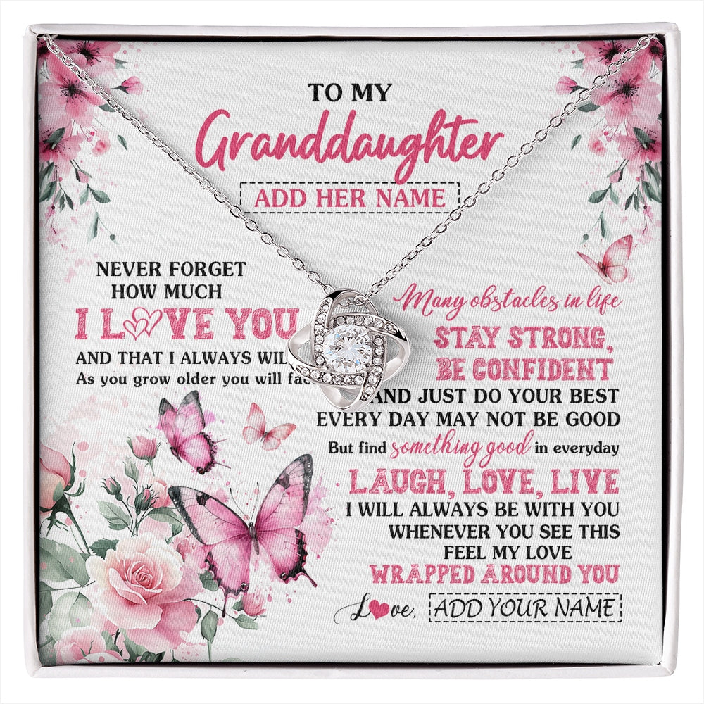 Love Knot Necklace 14K White Gold Finish | 1 | Personalized To My Granddaughter Gifts From Grandma Necklace I Love You Butterfly Birthday Gifts For Granddaughter Christmas Custom Gift Box Message Card | https://siriusteestore.