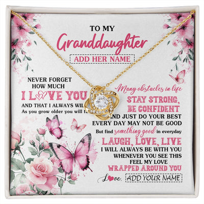 Love Knot Necklace 18K Yellow Gold Finish | 1 | Personalized To My Granddaughter Gifts From Grandma Necklace I Love You Butterfly Birthday Gifts For Granddaughter Christmas Custom Gift Box Message Card | https://siriusteestore.