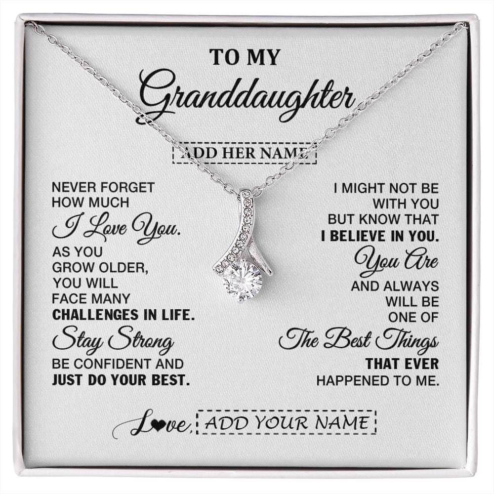 Alluring Beauty Necklace 14K White Gold Finish | 1 | Personalized To My Granddaughter Gifts From Grandma Necklace I Love You Thoughtful Keepsake Gift Granddaughter Birthday Christmas Custom Gift Box Message Card | https://siriusteestore.