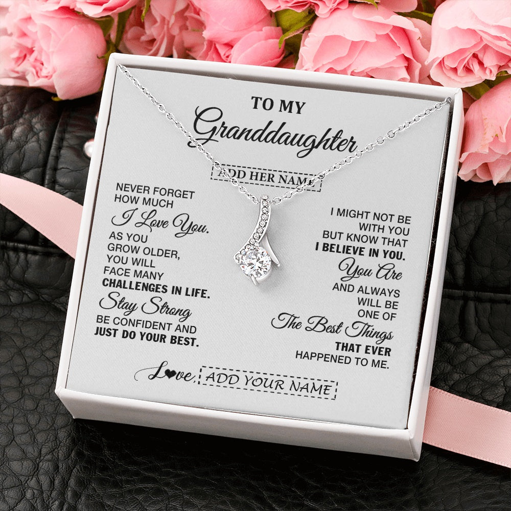 Alluring Beauty Necklace 14K White Gold Finish | 2 | Personalized To My Granddaughter Gifts From Grandma Necklace I Love You Thoughtful Keepsake Gift Granddaughter Birthday Christmas Custom Gift Box Message Card | https://siriusteestore.