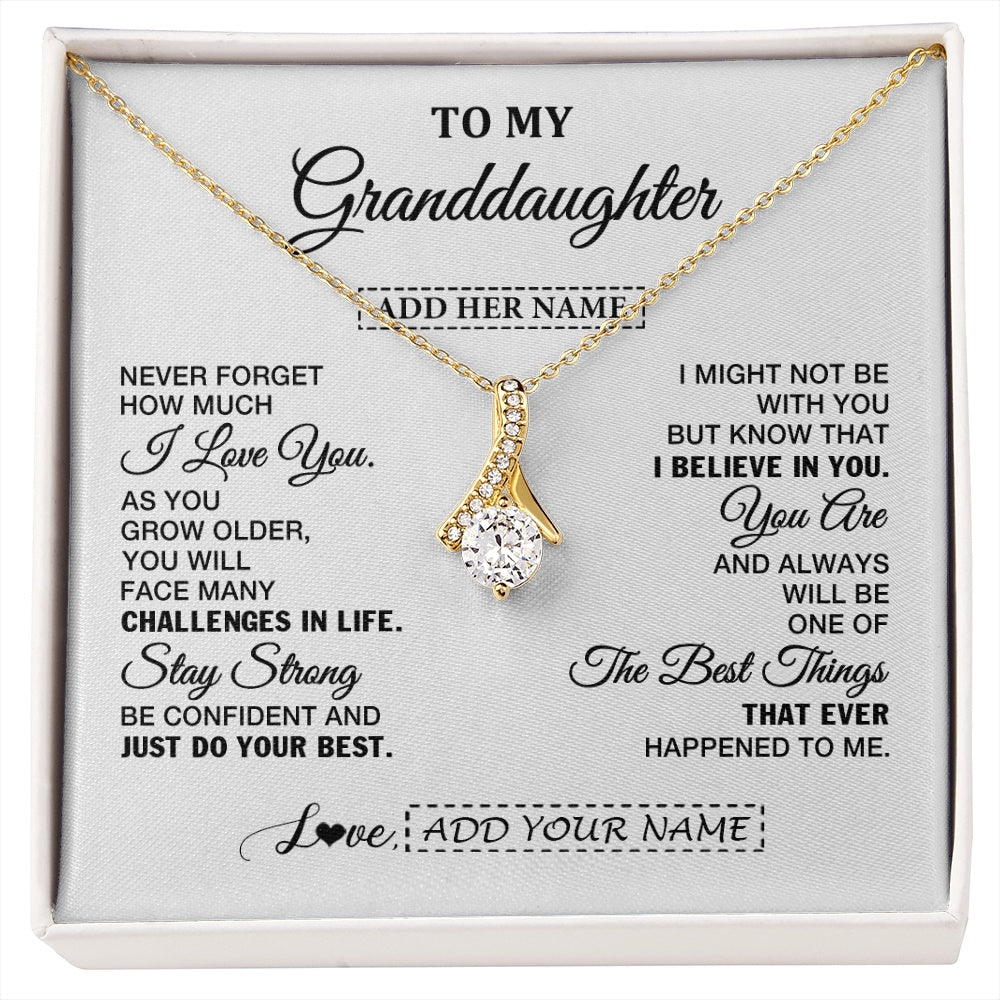 Alluring Beauty Necklace 18K Yellow Gold Finish | 1 | Personalized To My Granddaughter Gifts From Grandma Necklace I Love You Thoughtful Keepsake Gift Granddaughter Birthday Christmas Custom Gift Box Message Card | https://siriusteestore.