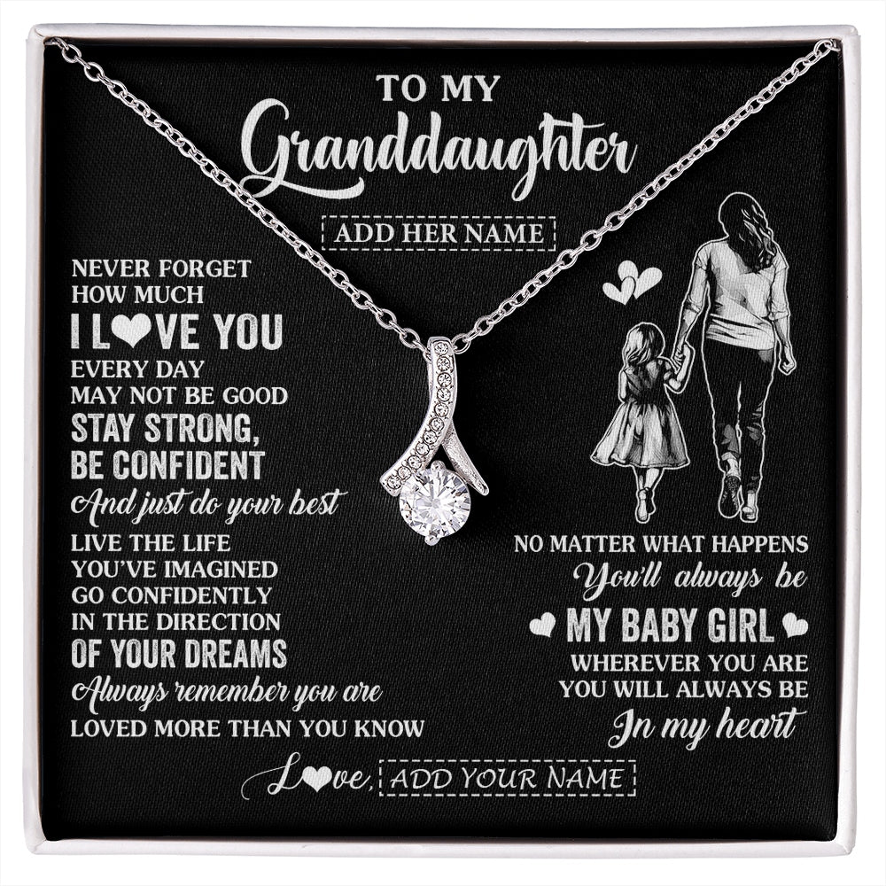 Alluring Beauty Necklace 14K White Gold Finish | 1 | Personalized To My Granddaughter Gifts From Grandma Necklace Never Forget How Much I Love You Granddaughter Birthday Graduation Christmas Gift Box Message Card | https://siriusteestore.