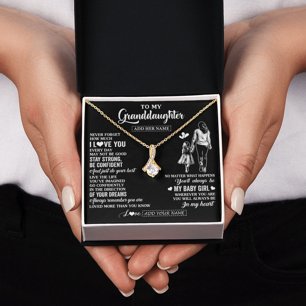 Alluring Beauty Necklace 18K Yellow Gold Finish | 2 | Personalized To My Granddaughter Gifts From Grandma Necklace Never Forget How Much I Love You Granddaughter Birthday Graduation Christmas Gift Box Message Card | https://siriusteestore.