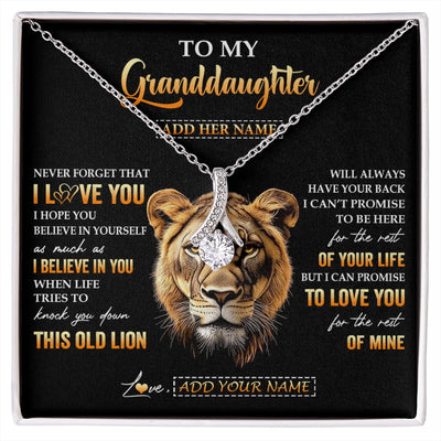 Alluring Beauty Necklace 14K White Gold Finish | 1 | Personalized To My Granddaughter Gifts From Grandma Necklace Old Lion Love You Granddaughter Birthday Gifts Graduation Christmas Custom Gift Box Message Card | siriusteestore.myshopify