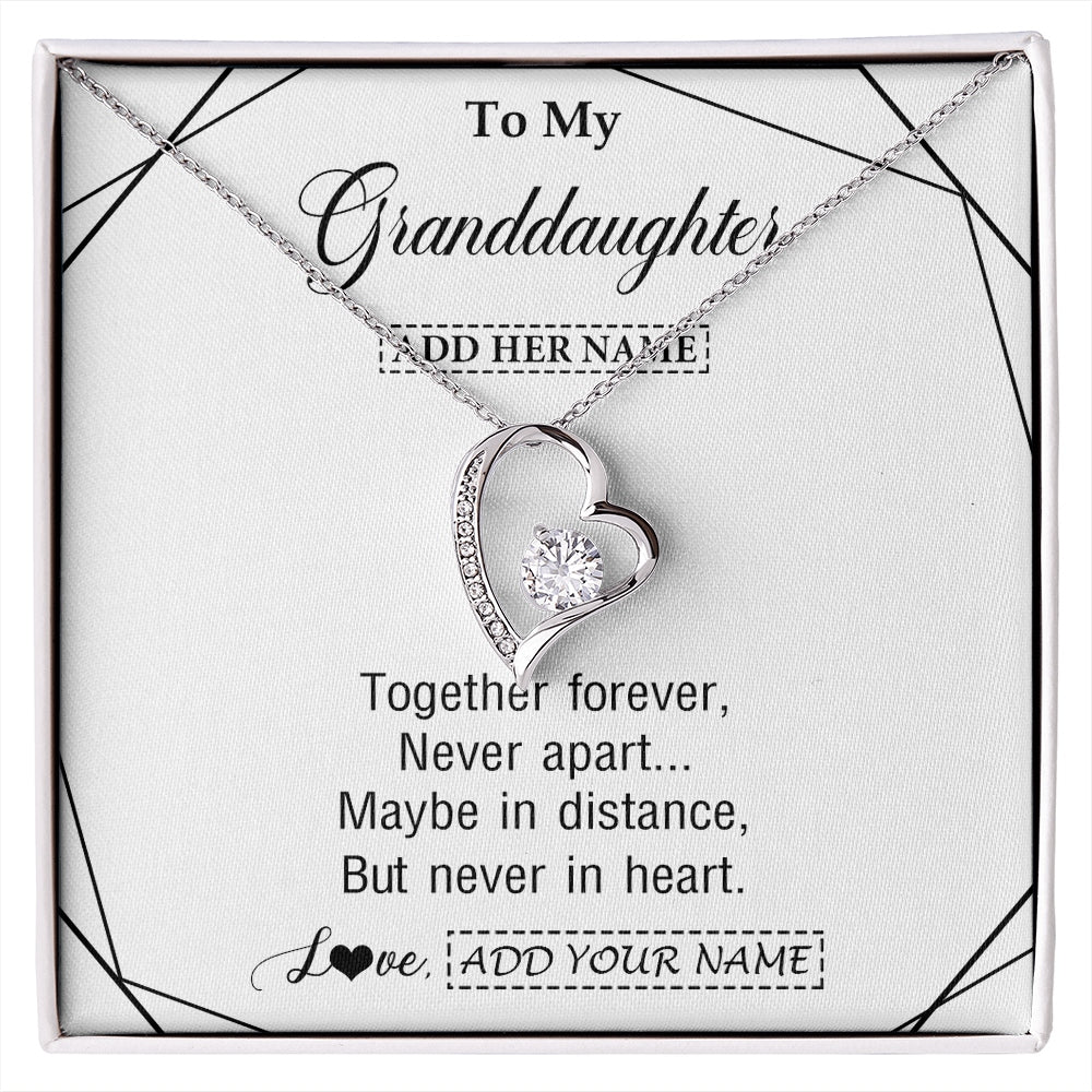 Forever Love Necklace 14K White Gold Finish | 1 | Personalized To My Granddaughter Gifts From Grandma Necklace Together Forever With Heartfelt Message Granddaughter Birthday Christmas Gift Box Message Card | https://siriusteestore.