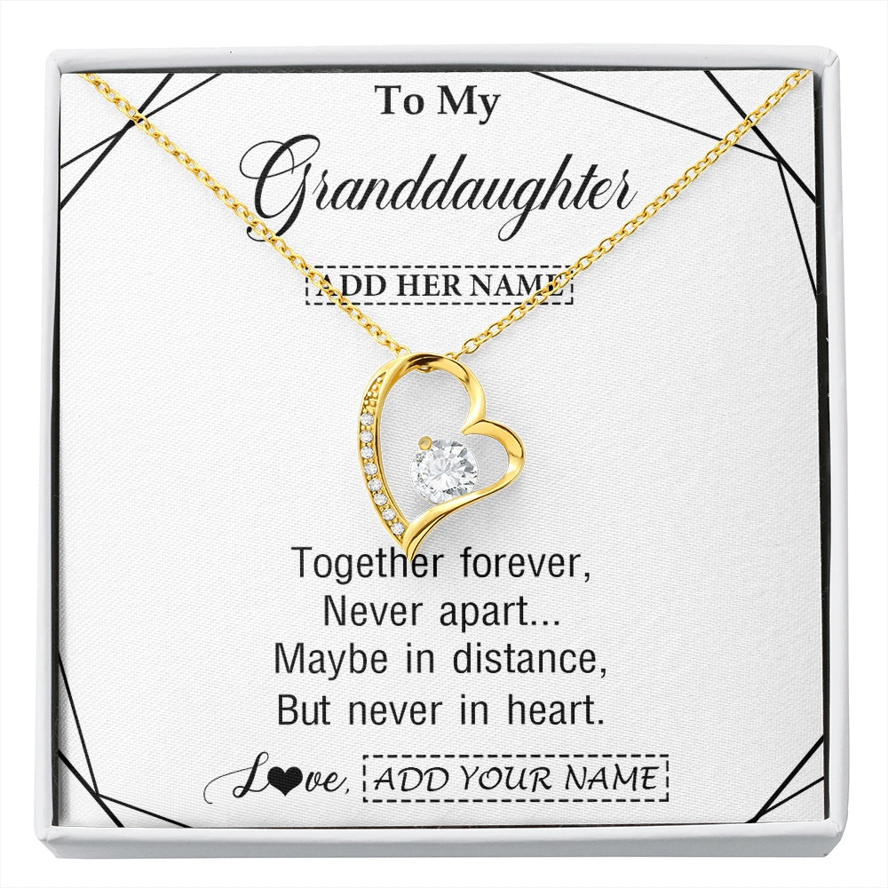Forever Love Necklace 18K Yellow Gold Finish | 1 | Personalized To My Granddaughter Gifts From Grandma Necklace Together Forever With Heartfelt Message Granddaughter Birthday Christmas Gift Box Message Card | https://siriusteestore.