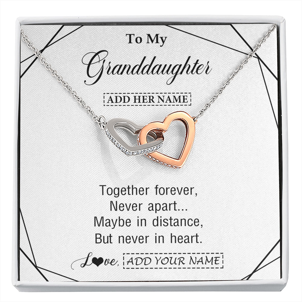 Interlocking Hearts Necklace Stainless Steel & Rose Gold Finish | 1 | Personalized To My Granddaughter Gifts From Grandma Necklace Together Forever With Heartfelt Message Granddaughter Birthday Christmas Gift Box Message Card | https://siriusteestore.