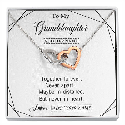 Interlocking Hearts Necklace Stainless Steel & Rose Gold Finish | 1 | Personalized To My Granddaughter Gifts From Grandma Necklace Together Forever With Heartfelt Message Granddaughter Birthday Christmas Gift Box Message Card | https://siriusteestore.