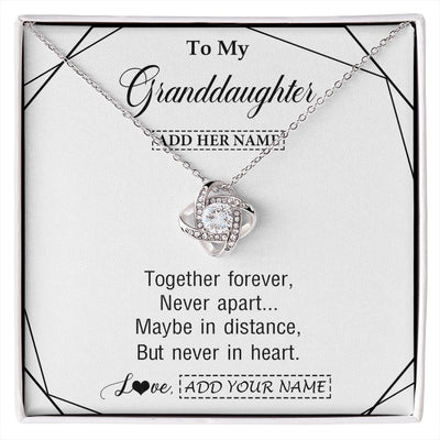 Love Knot Necklace 14K White Gold Finish | 1 | Personalized To My Granddaughter Gifts From Grandma Necklace Together Forever With Heartfelt Message Granddaughter Birthday Christmas Gift Box Message Card | https://siriusteestore.